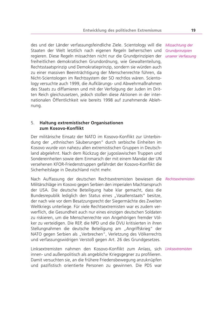 Seite 19 des Verfassungsschutzbericht 1999 Bayern