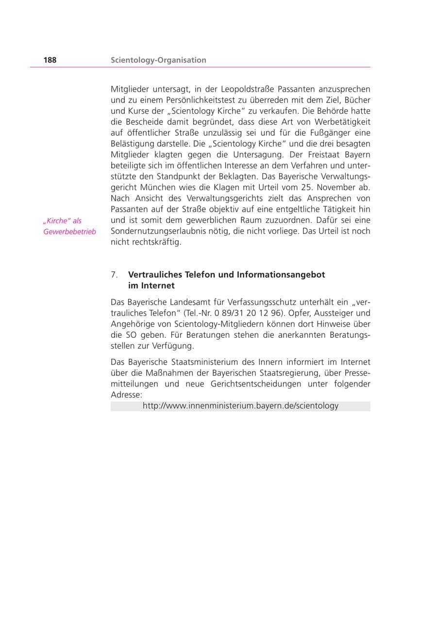 Seite 188 des Verfassungsschutzbericht 1999 Bayern