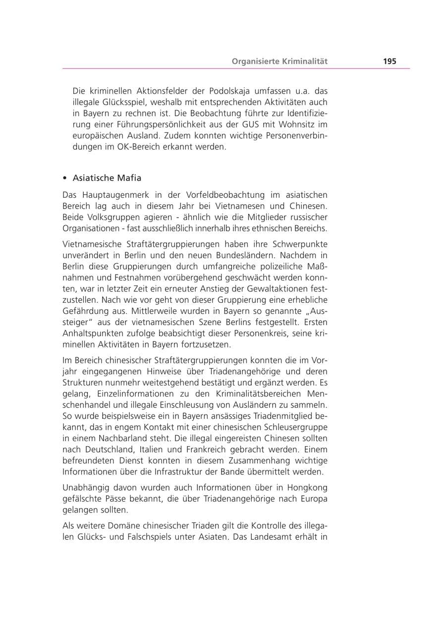 Seite 195 des Verfassungsschutzbericht 1999 Bayern
