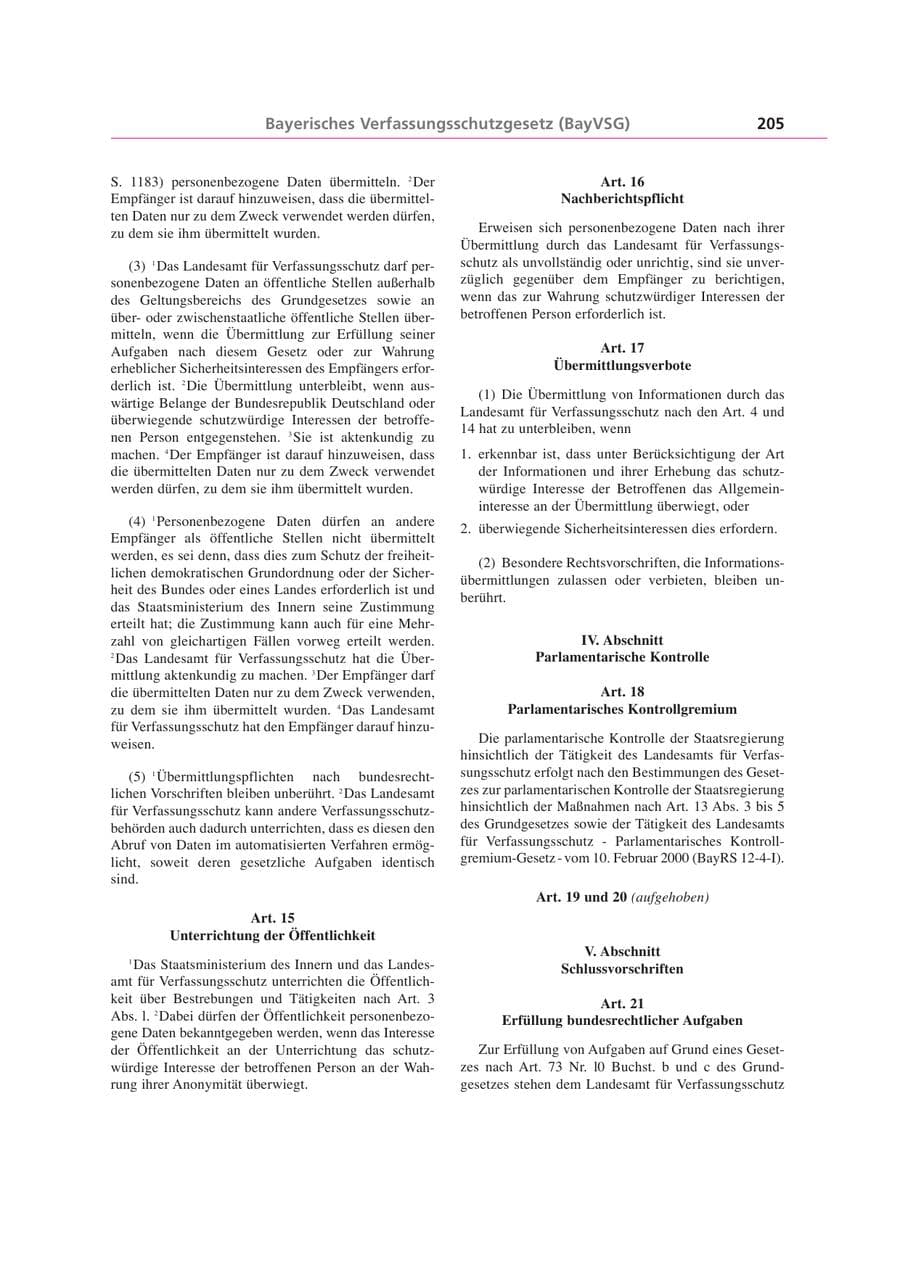 Seite 205 des Verfassungsschutzbericht 1999 Bayern