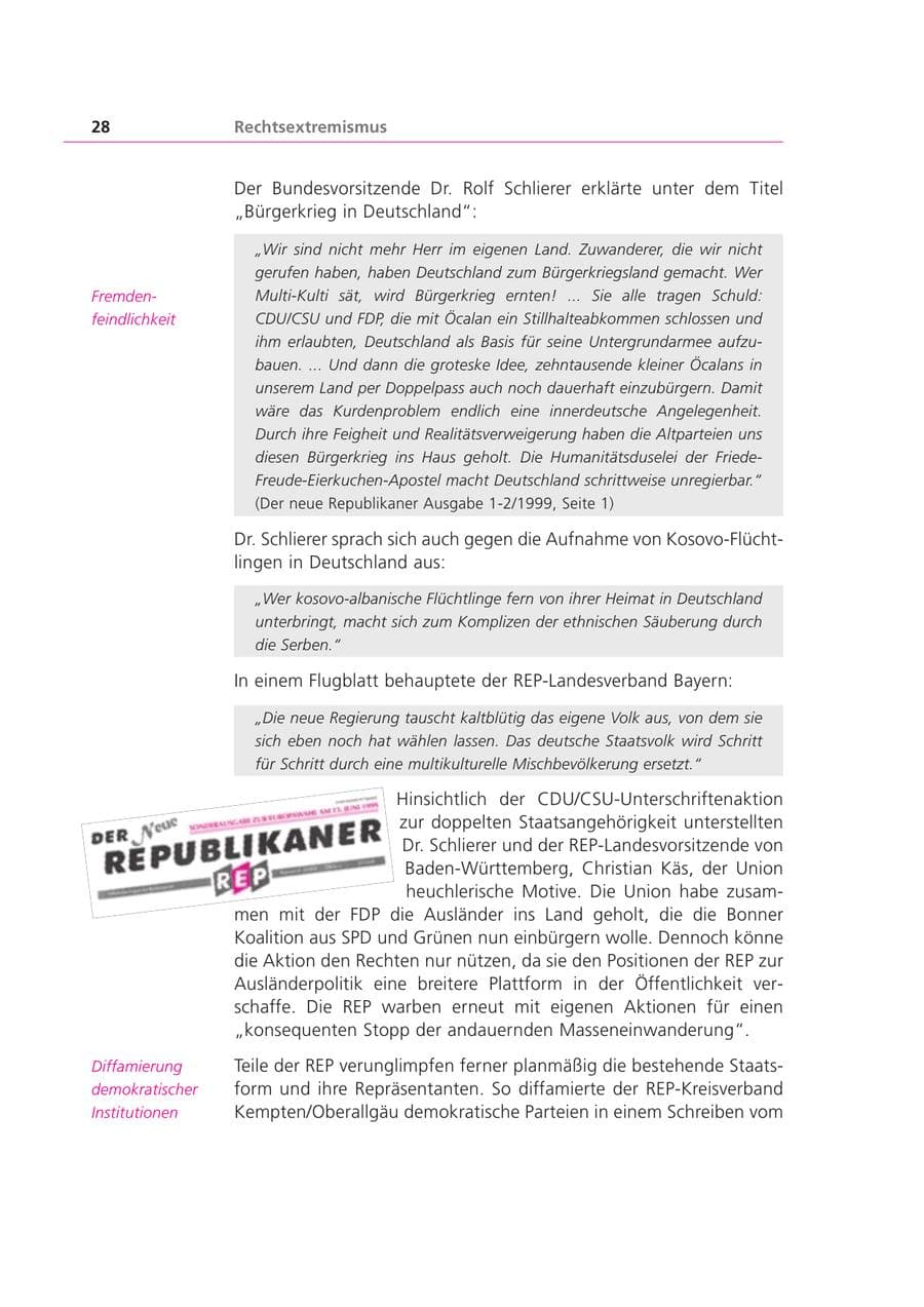 Seite 28 des Verfassungsschutzbericht 1999 Bayern