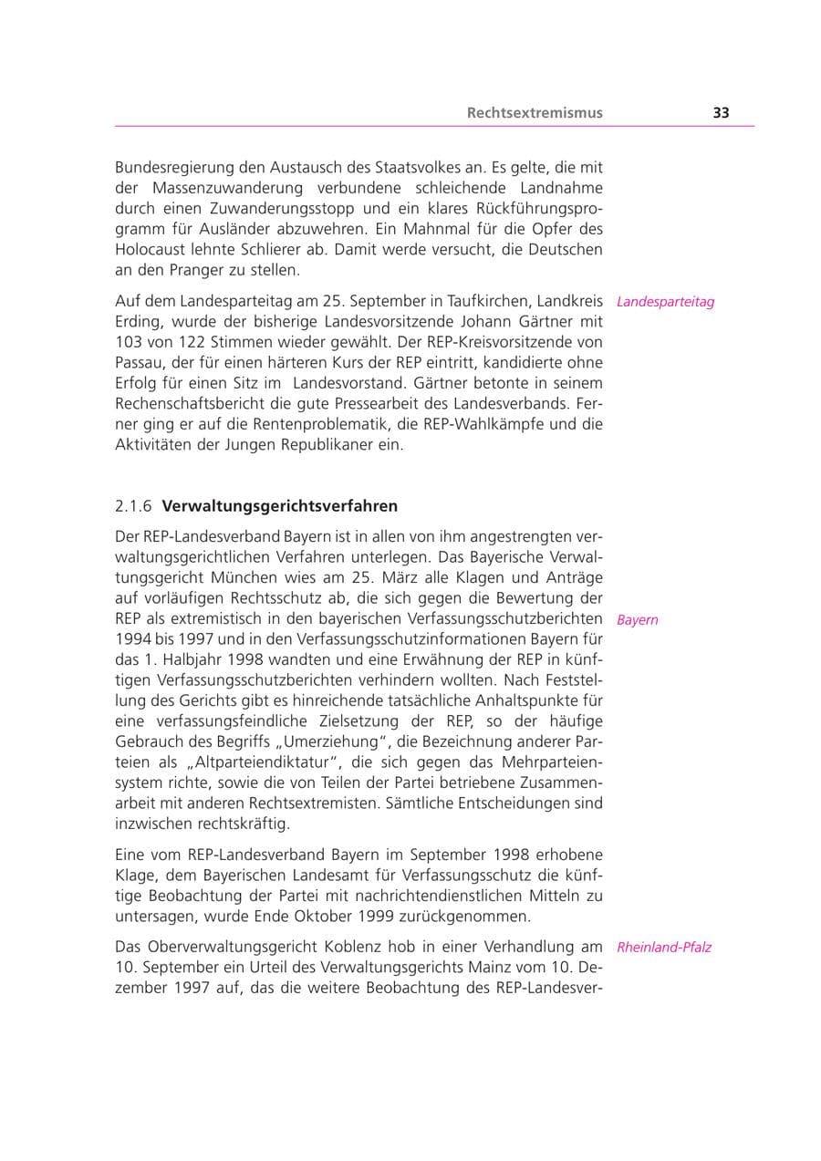 Seite 33 des Verfassungsschutzbericht 1999 Bayern
