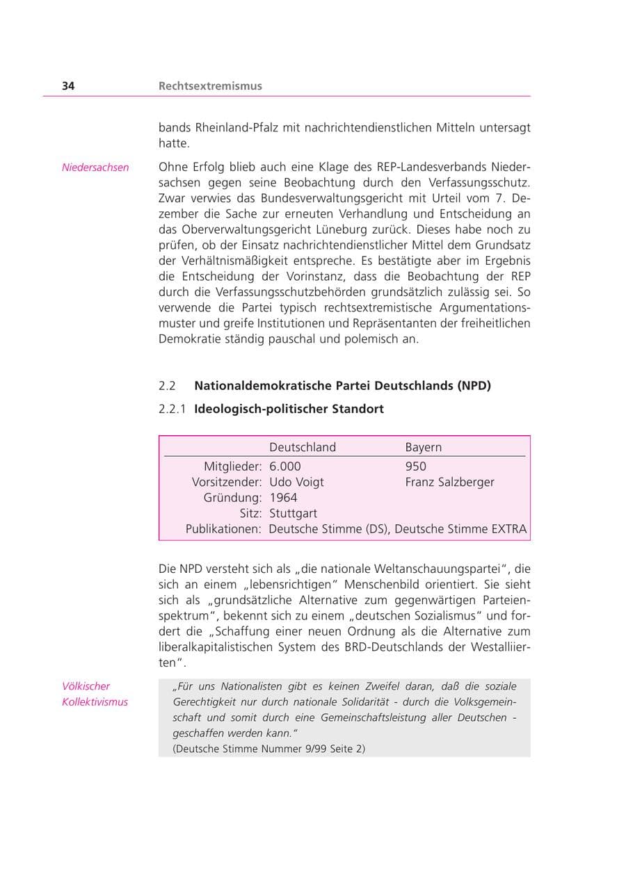 Seite 34 des Verfassungsschutzbericht 1999 Bayern