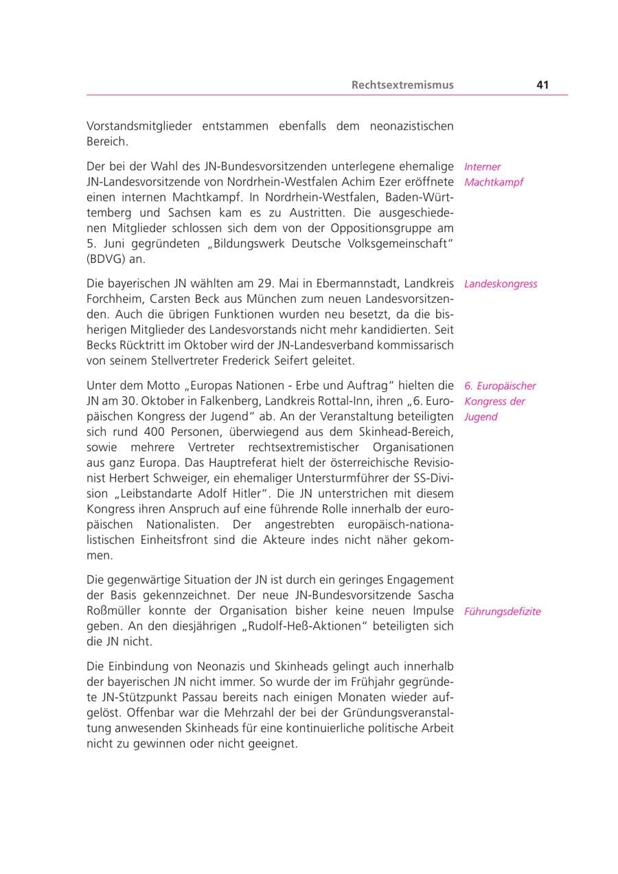 Seite 41 des Verfassungsschutzbericht 1999 Bayern