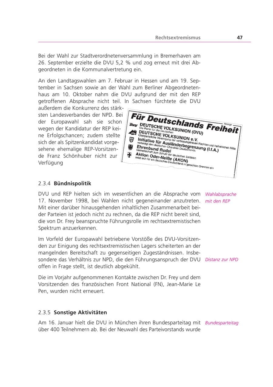 Seite 47 des Verfassungsschutzbericht 1999 Bayern