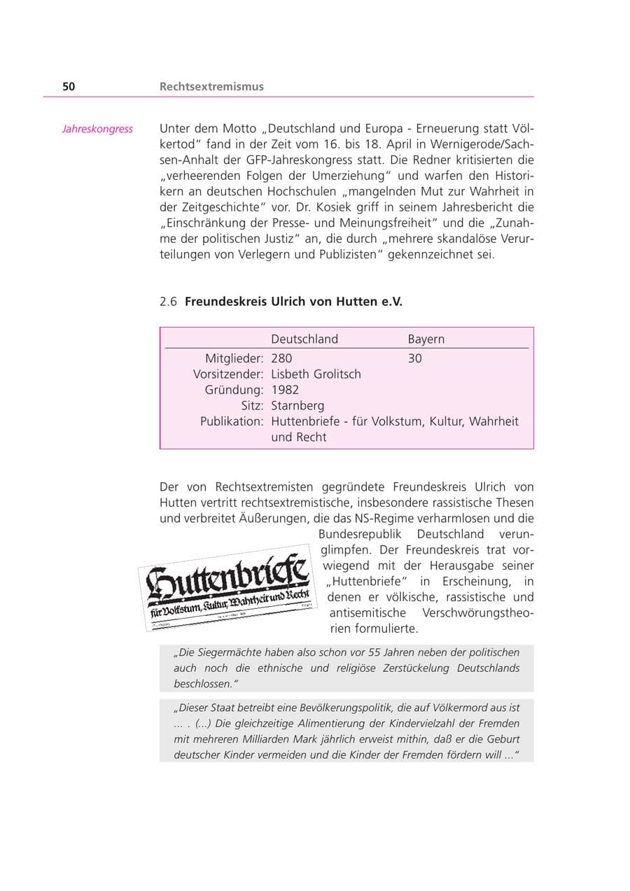 Seite 50 des Verfassungsschutzbericht 1999 Bayern