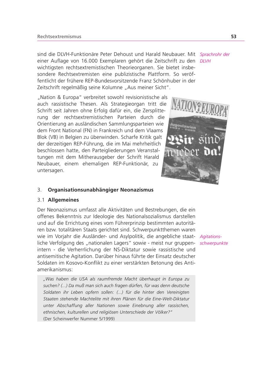 Seite 53 des Verfassungsschutzbericht 1999 Bayern