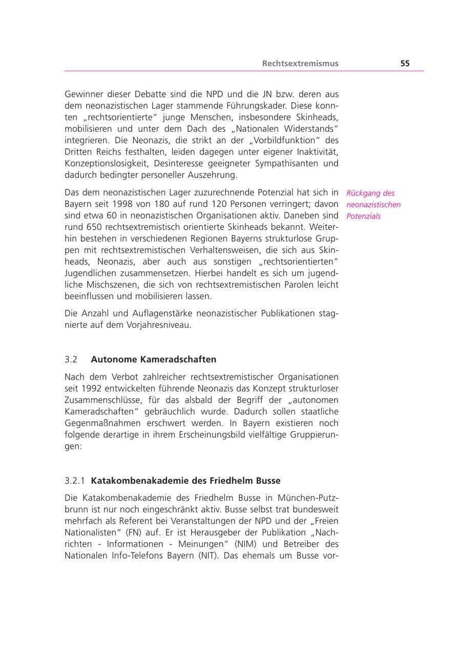 Seite 55 des Verfassungsschutzbericht 1999 Bayern