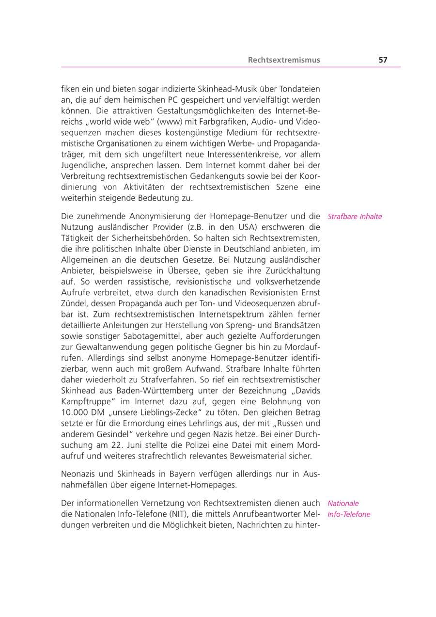 Seite 57 des Verfassungsschutzbericht 1999 Bayern