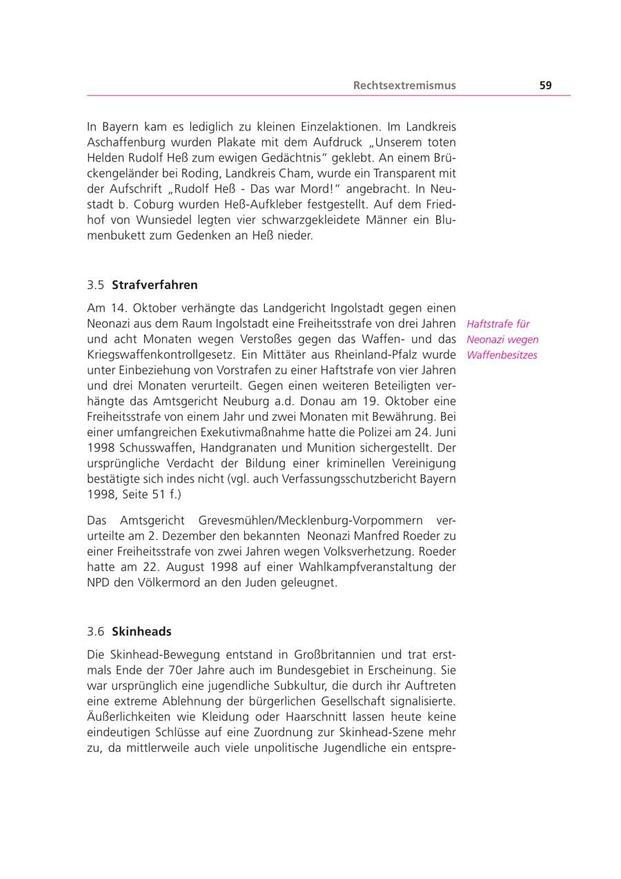 Seite 59 des Verfassungsschutzbericht 1999 Bayern