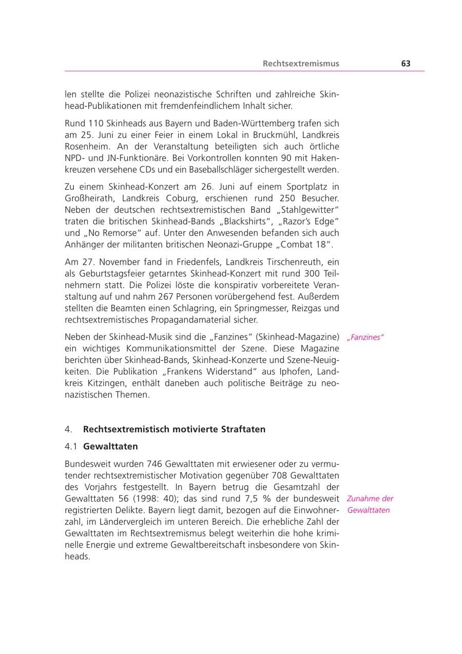 Seite 63 des Verfassungsschutzbericht 1999 Bayern