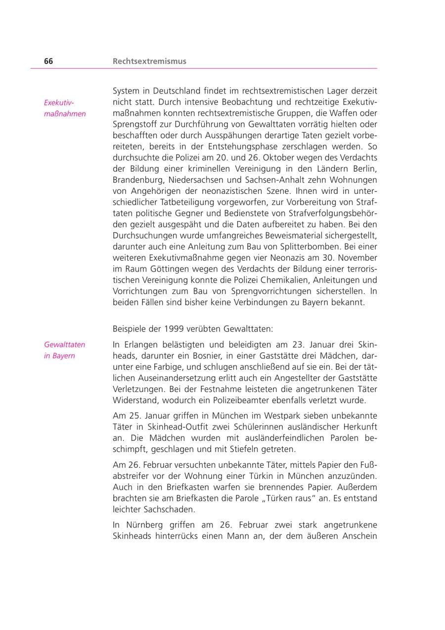 Seite 66 des Verfassungsschutzbericht 1999 Bayern