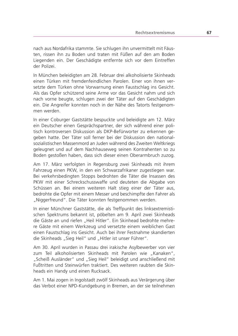 Seite 67 des Verfassungsschutzbericht 1999 Bayern