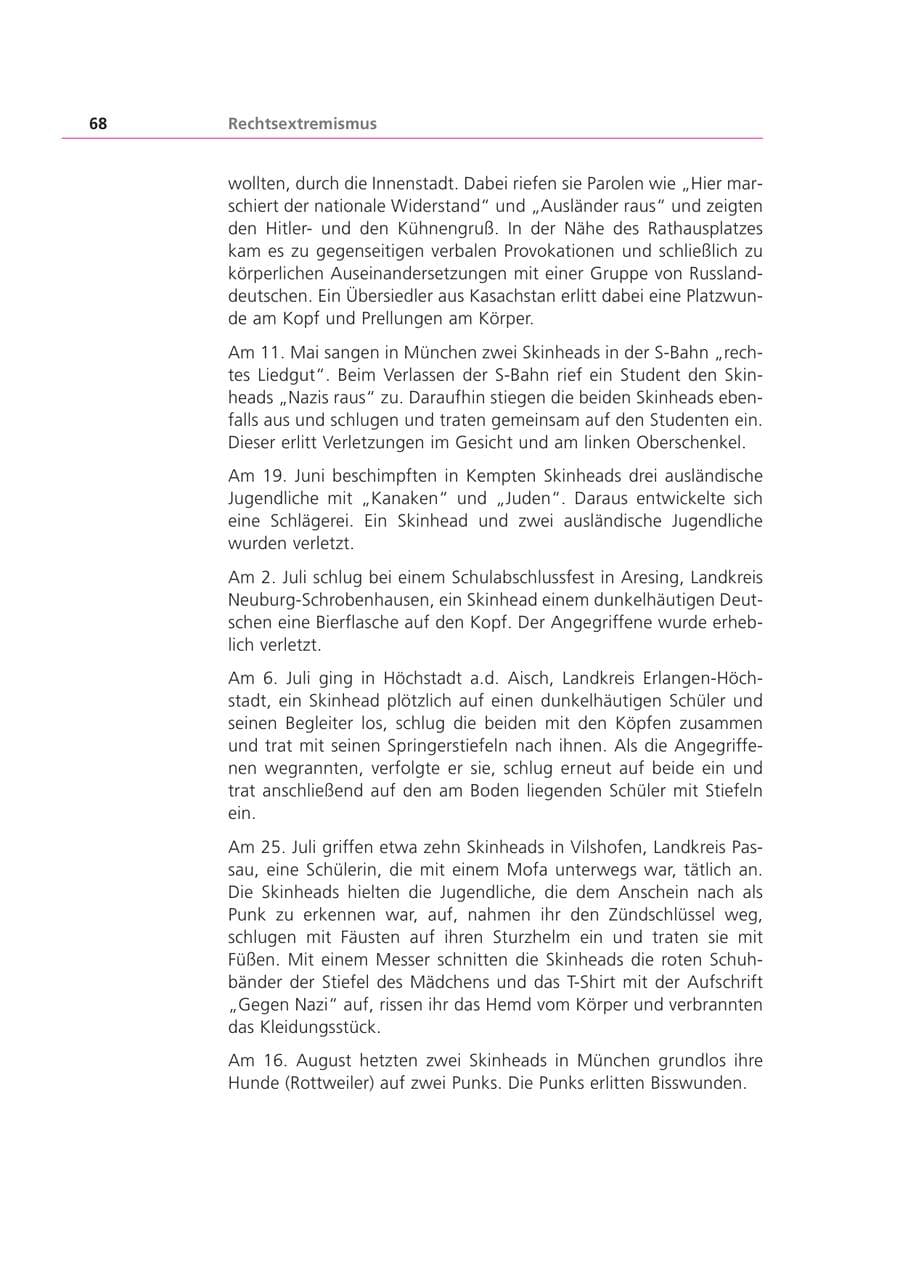 Seite 68 des Verfassungsschutzbericht 1999 Bayern