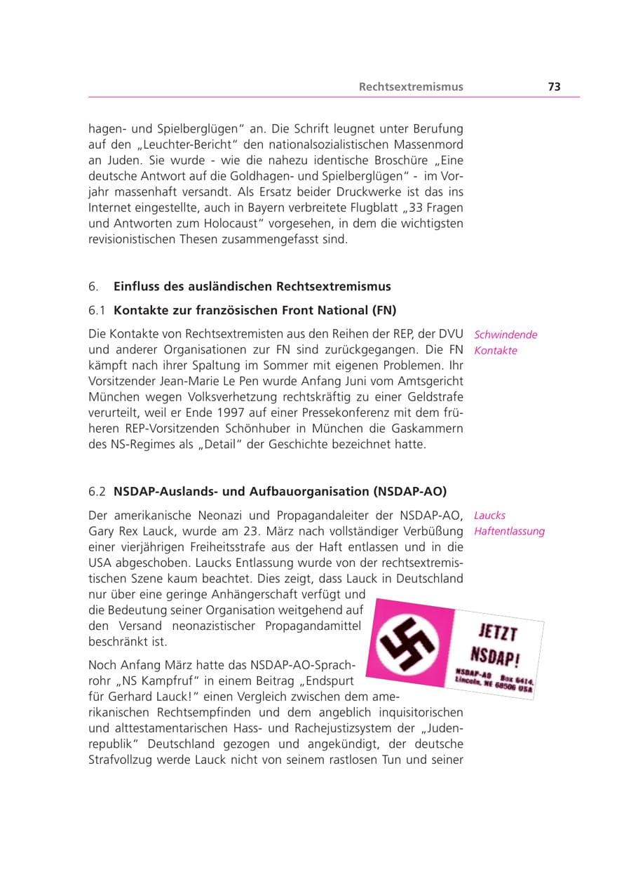 Seite 73 des Verfassungsschutzbericht 1999 Bayern