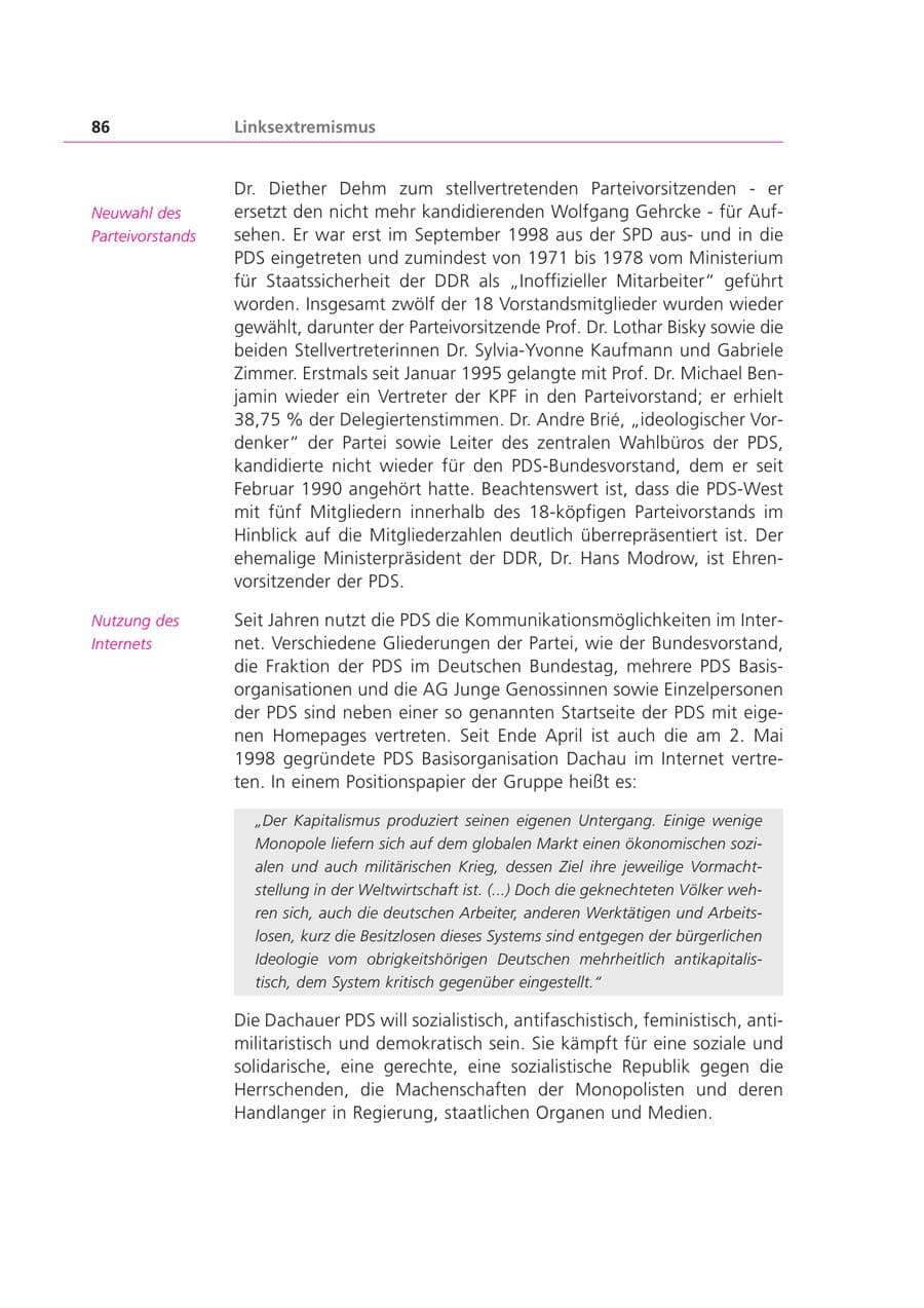 Seite 86 des Verfassungsschutzbericht 1999 Bayern