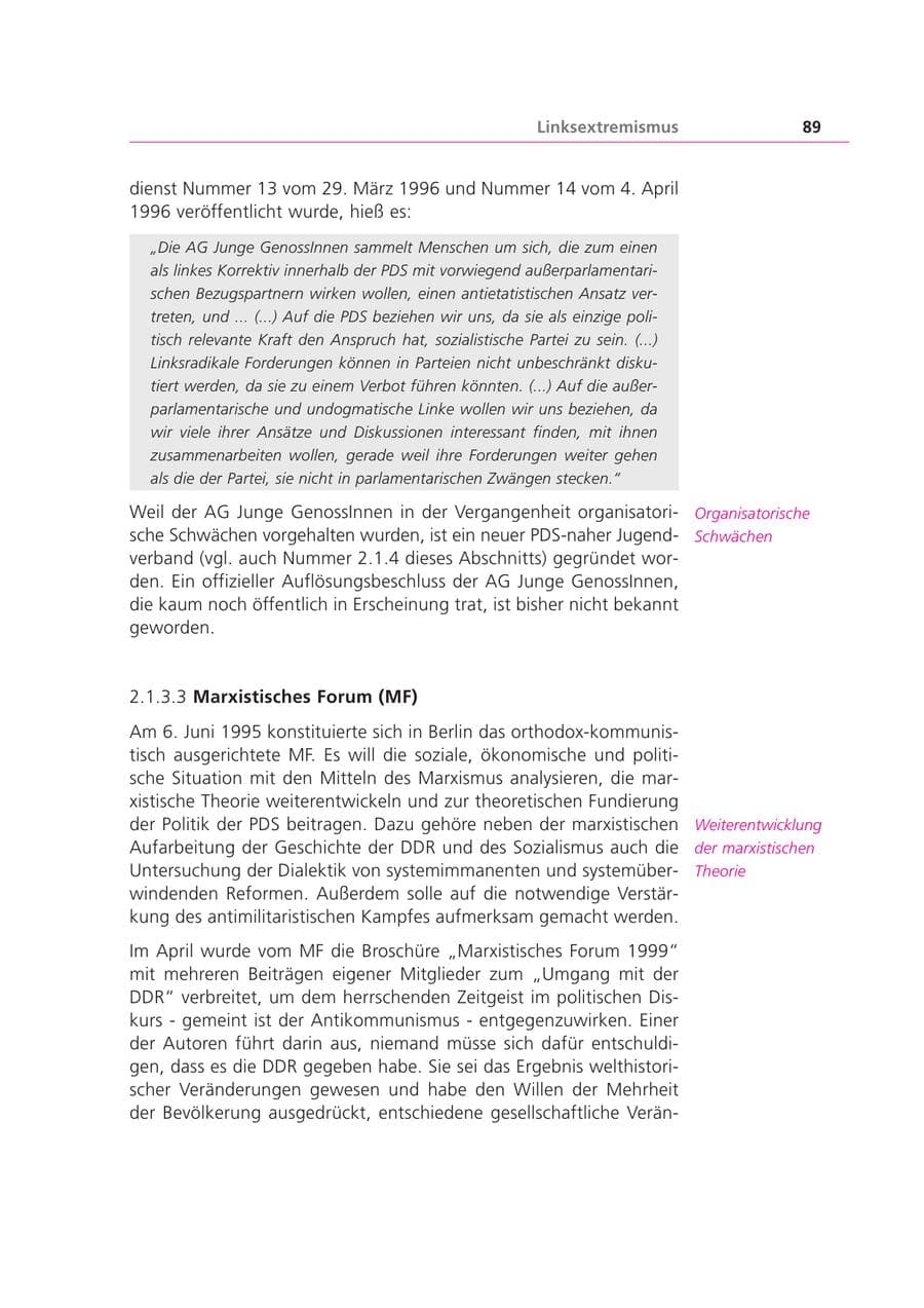 Seite 89 des Verfassungsschutzbericht 1999 Bayern