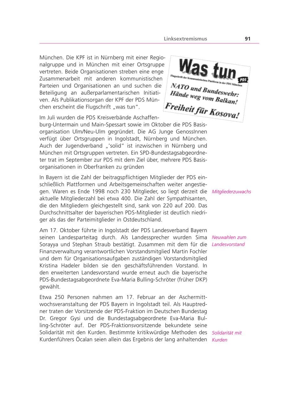Seite 91 des Verfassungsschutzbericht 1999 Bayern