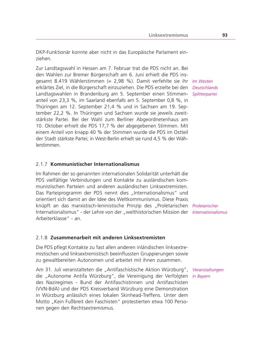 Seite 93 des Verfassungsschutzbericht 1999 Bayern