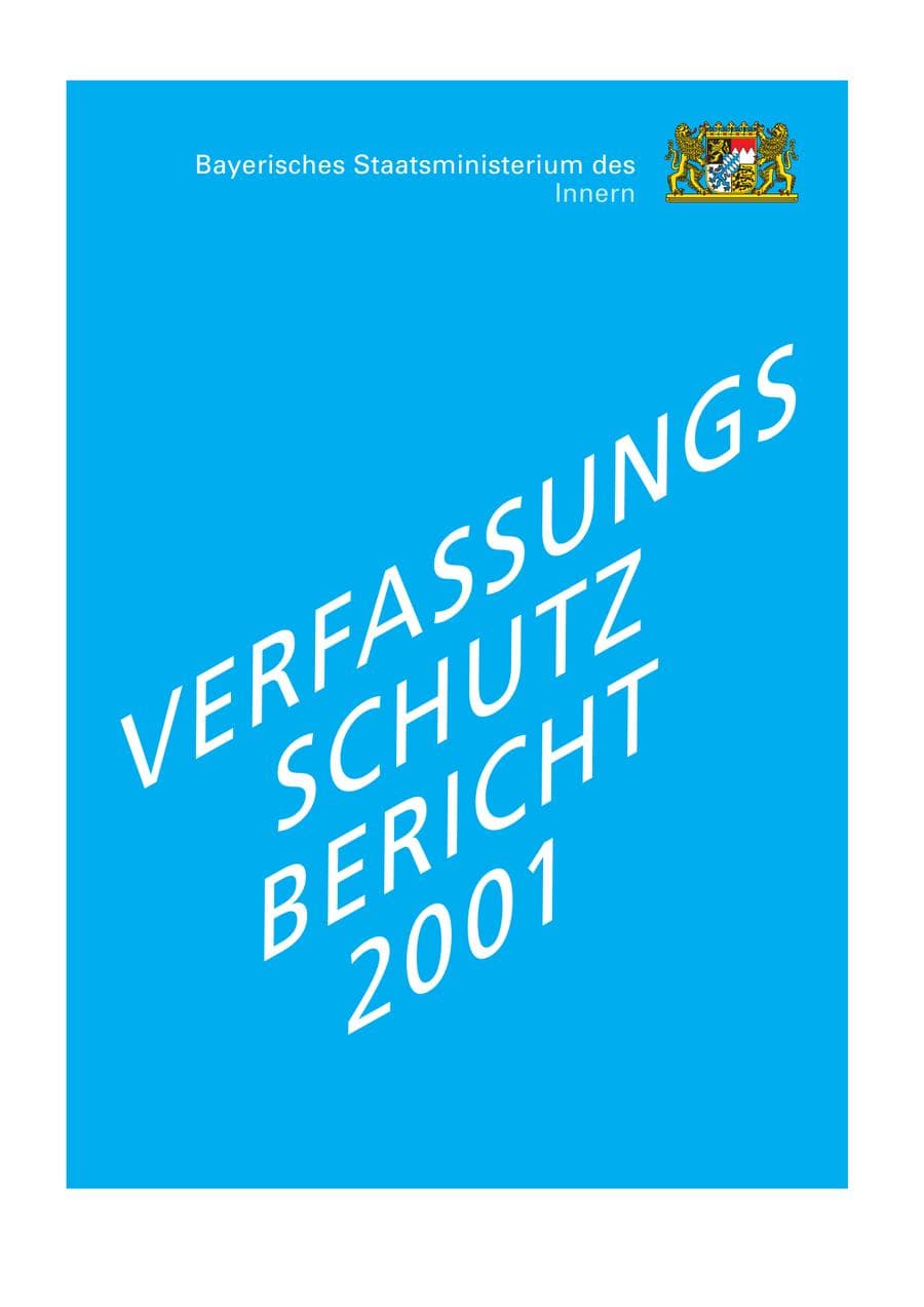 Seite 1 des Verfassungsschutzbericht 2001 Bayern