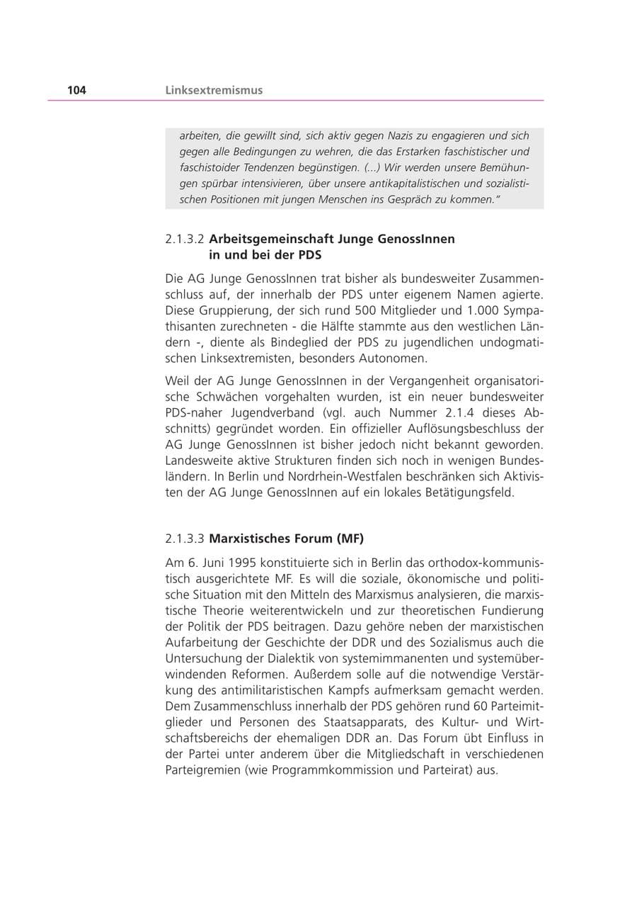 Seite 105 des Verfassungsschutzbericht 2001 Bayern