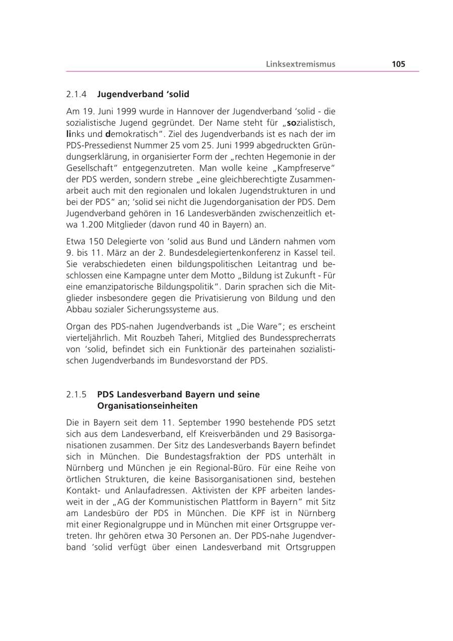 Seite 106 des Verfassungsschutzbericht 2001 Bayern