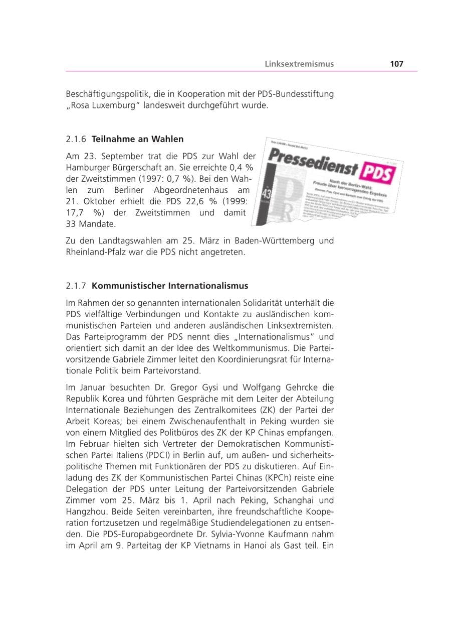Seite 108 des Verfassungsschutzbericht 2001 Bayern