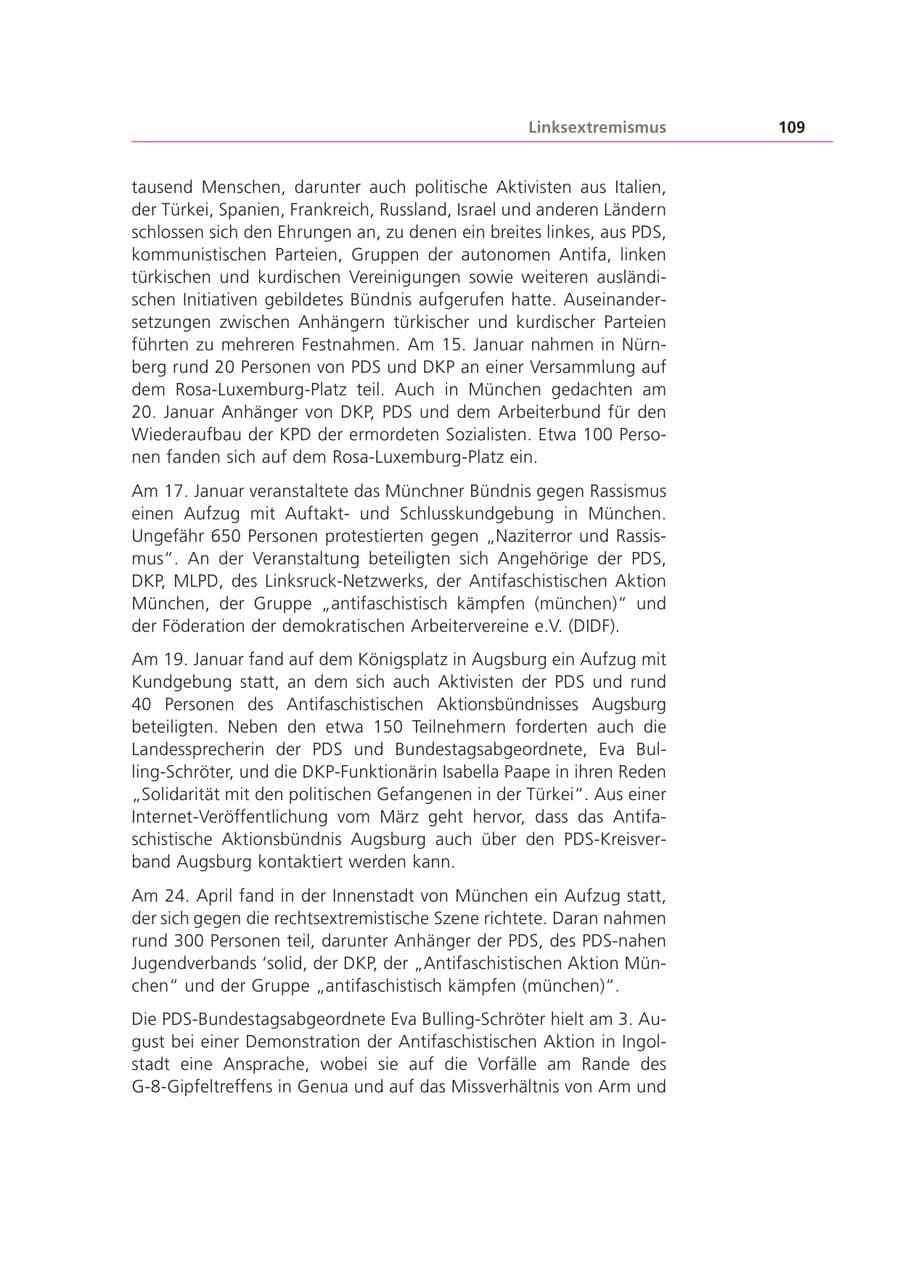 Seite 110 des Verfassungsschutzbericht 2001 Bayern