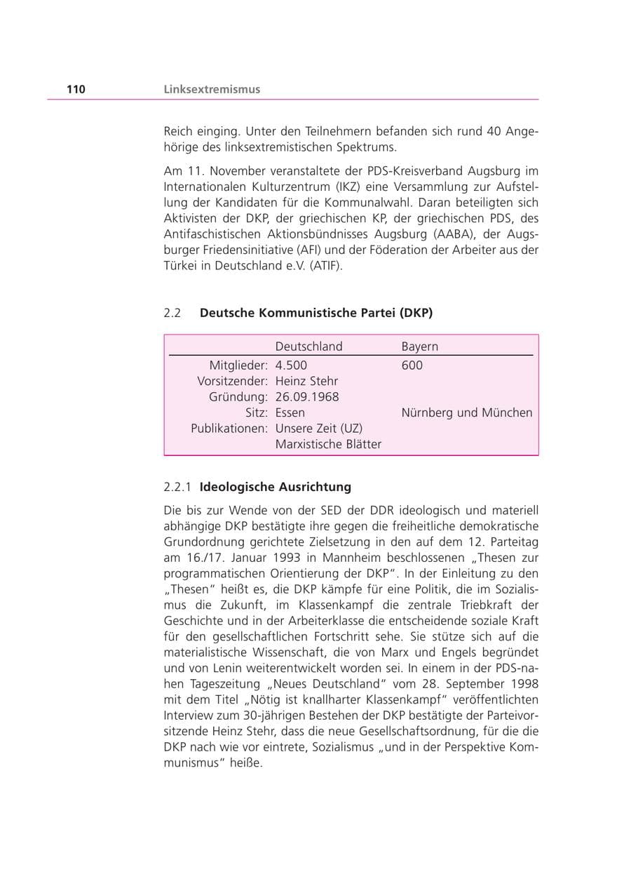 Seite 111 des Verfassungsschutzbericht 2001 Bayern