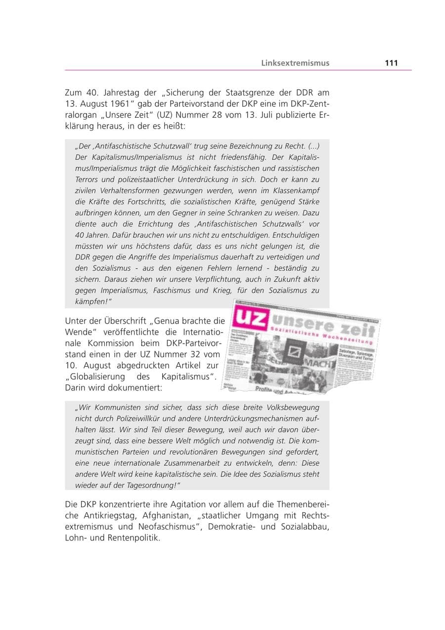 Seite 112 des Verfassungsschutzbericht 2001 Bayern