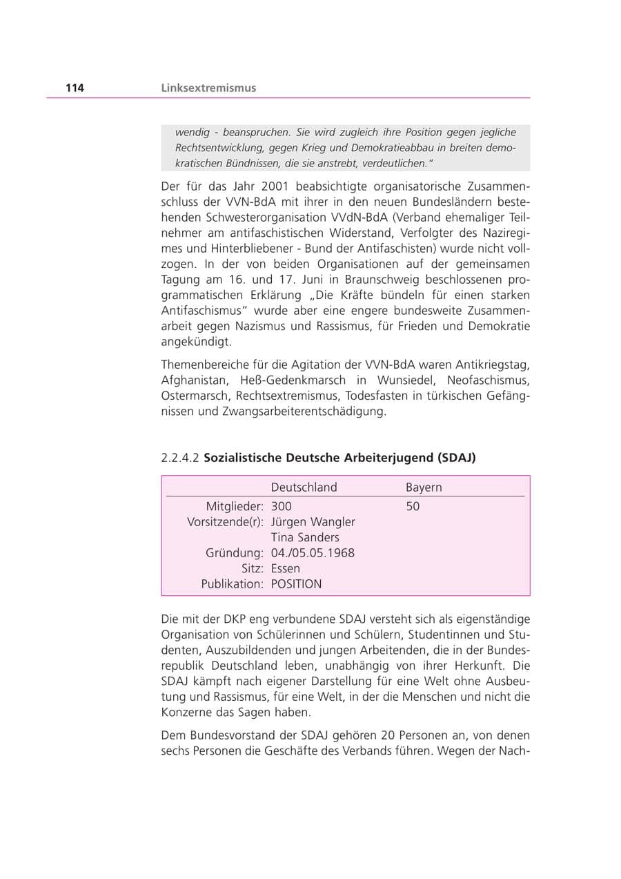 Seite 115 des Verfassungsschutzbericht 2001 Bayern