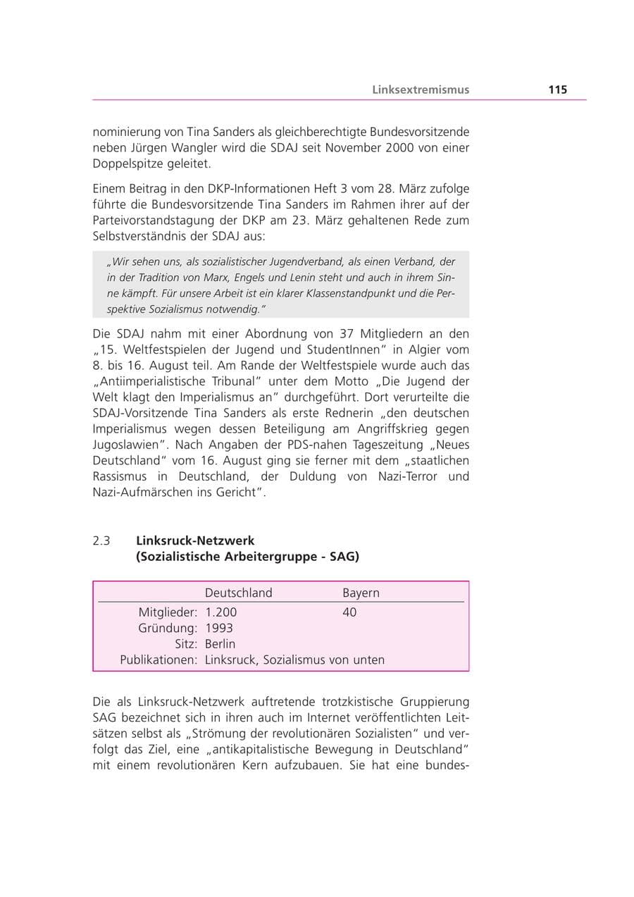 Seite 116 des Verfassungsschutzbericht 2001 Bayern
