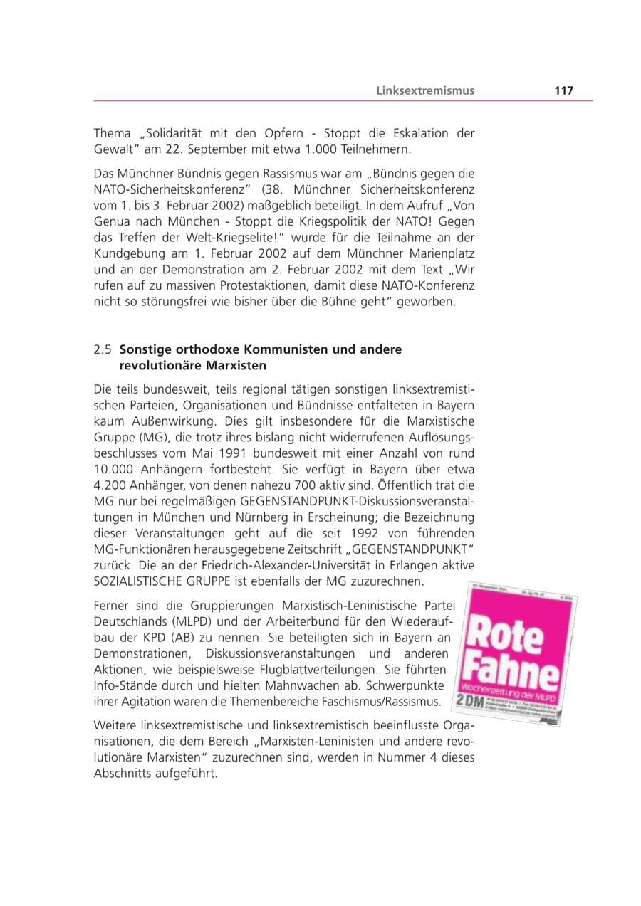 Seite 118 des Verfassungsschutzbericht 2001 Bayern