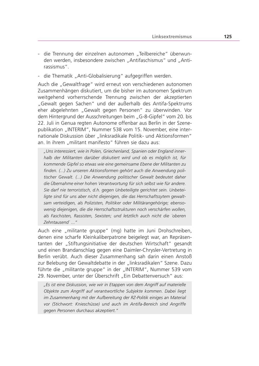 Seite 126 des Verfassungsschutzbericht 2001 Bayern