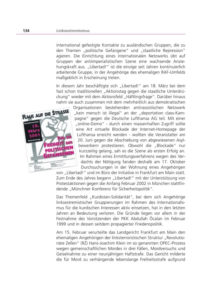 Seite 135 des Verfassungsschutzbericht 2001 Bayern