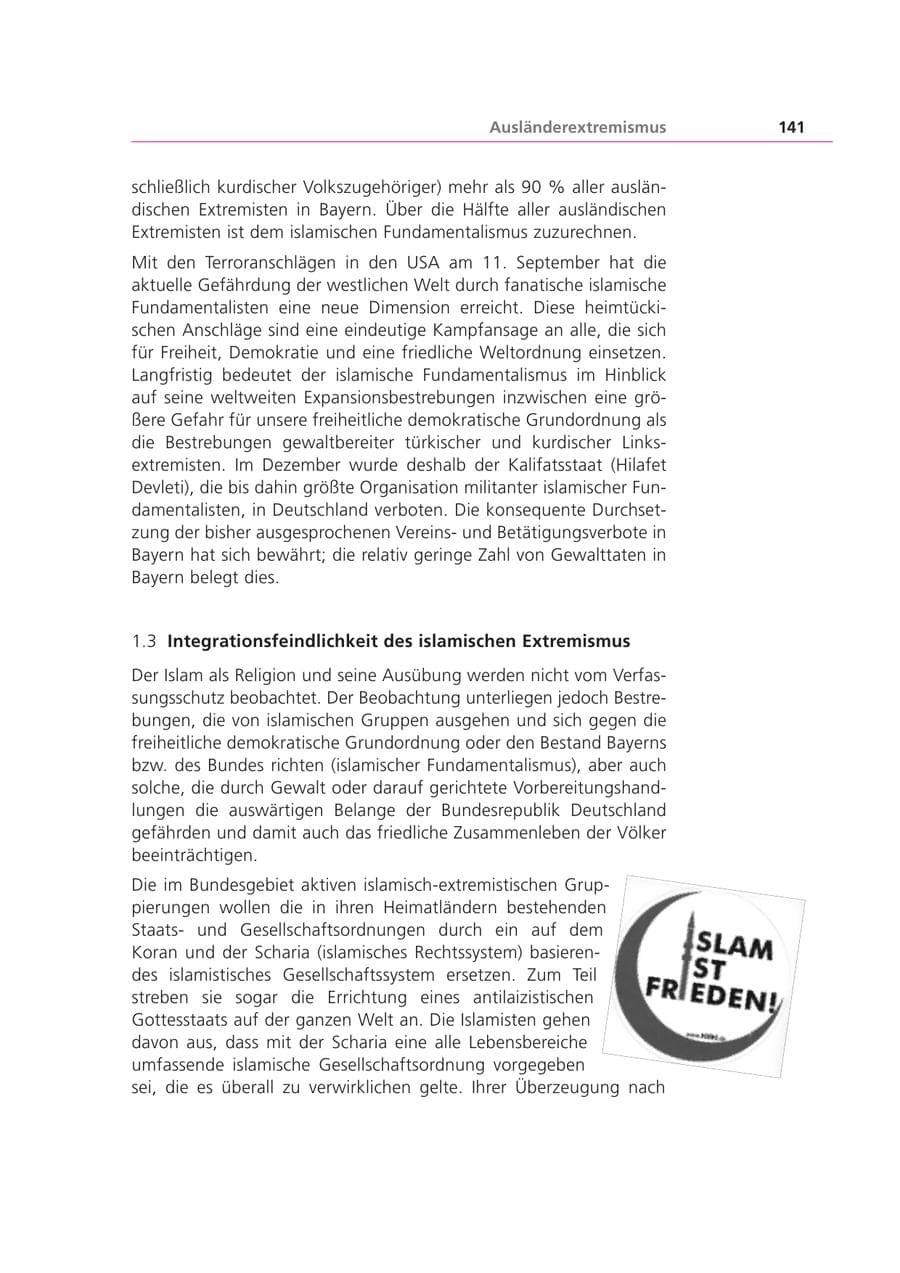 Seite 142 des Verfassungsschutzbericht 2001 Bayern