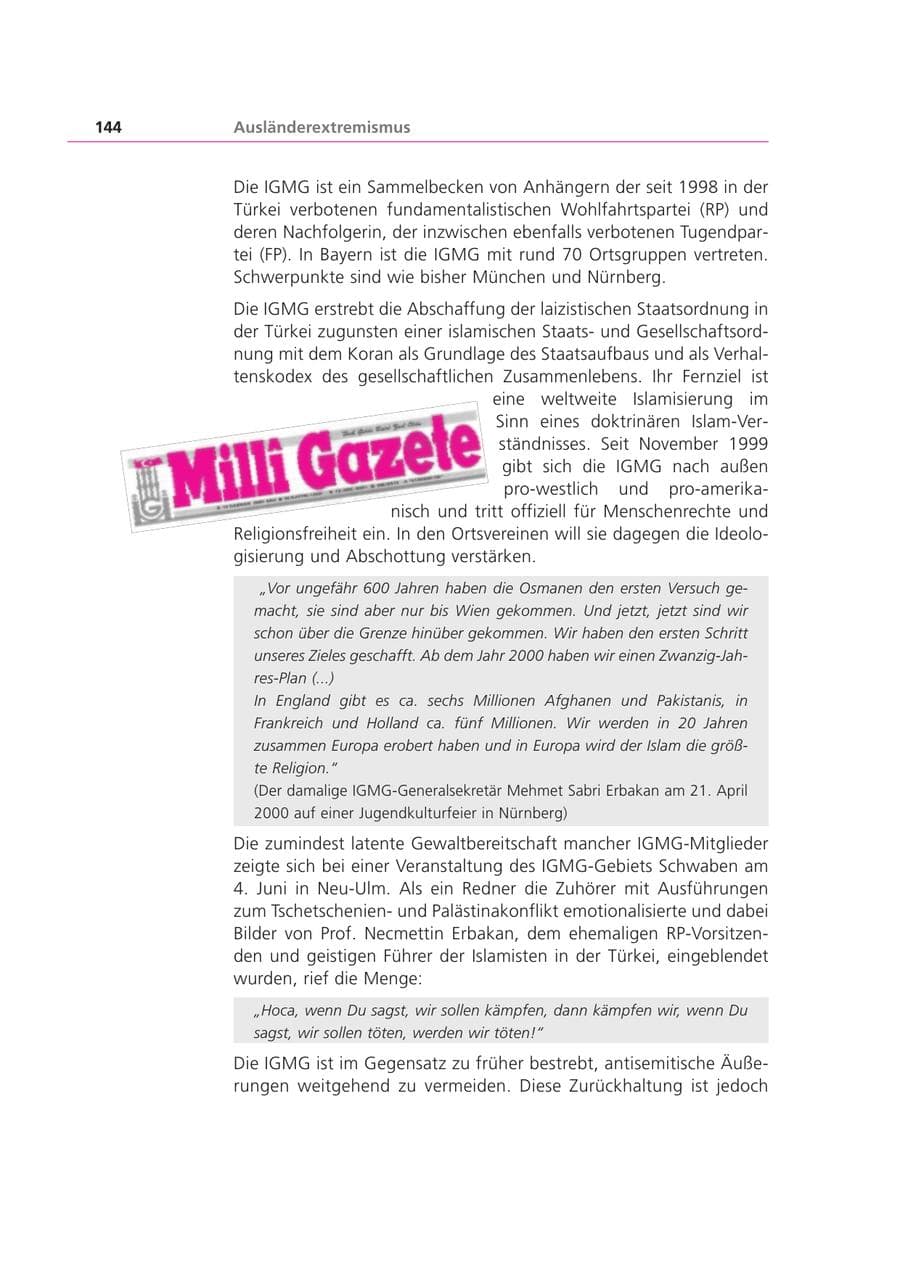 Seite 145 des Verfassungsschutzbericht 2001 Bayern