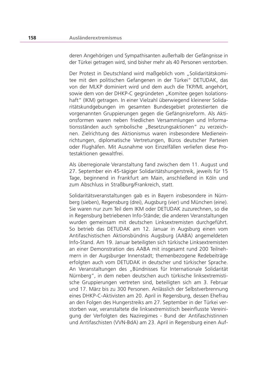 Seite 159 des Verfassungsschutzbericht 2001 Bayern