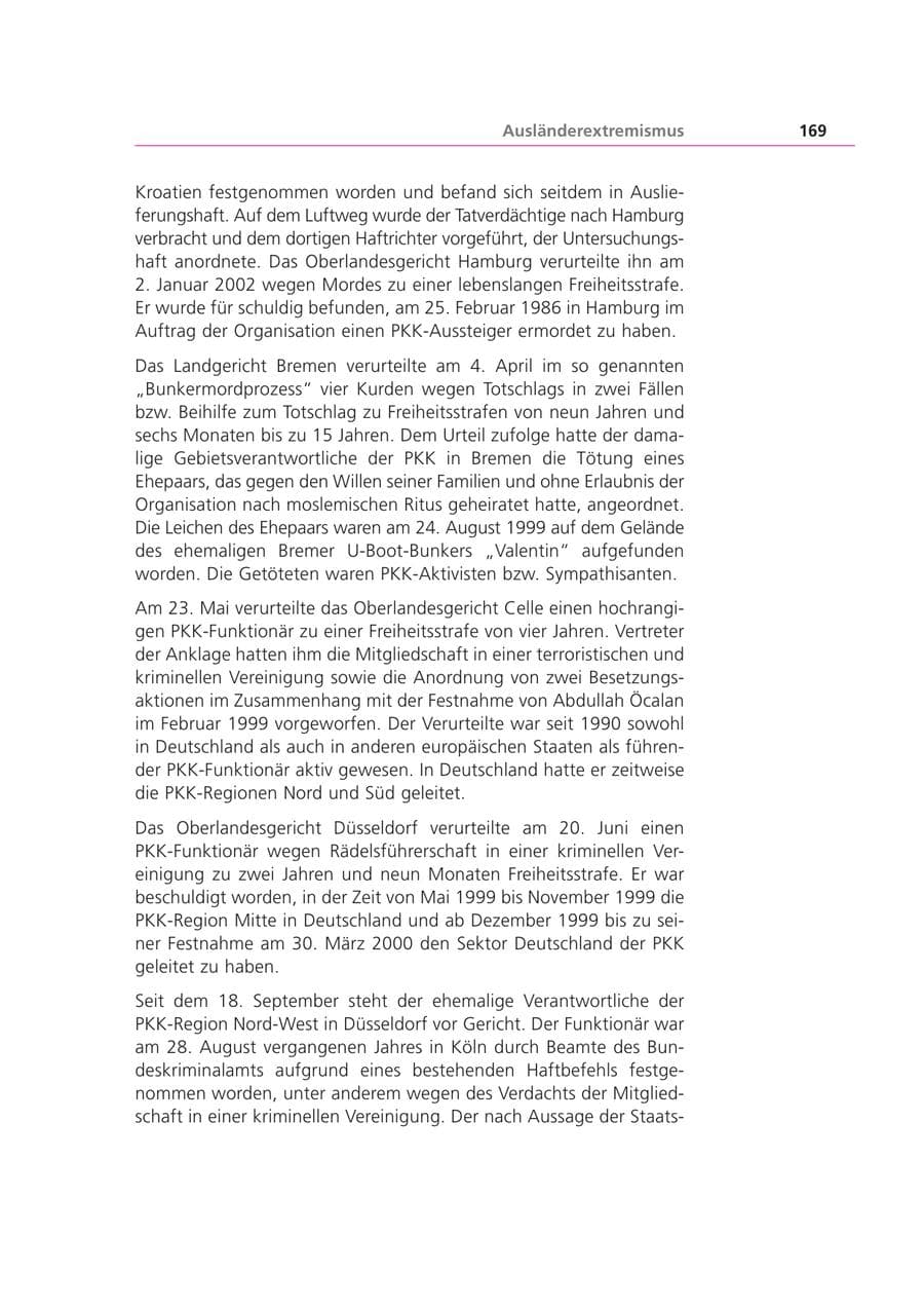 Seite 170 des Verfassungsschutzbericht 2001 Bayern