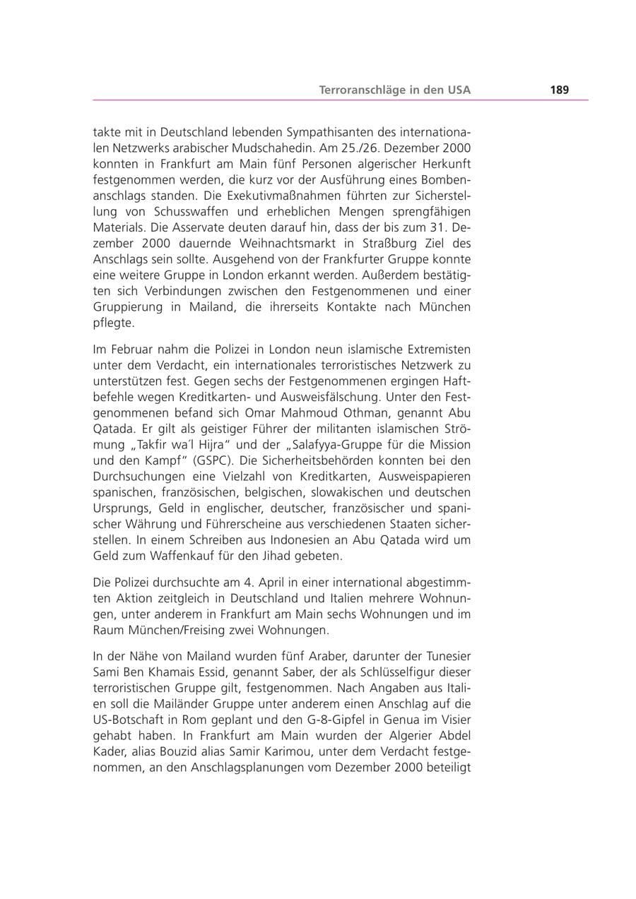 Seite 190 des Verfassungsschutzbericht 2001 Bayern