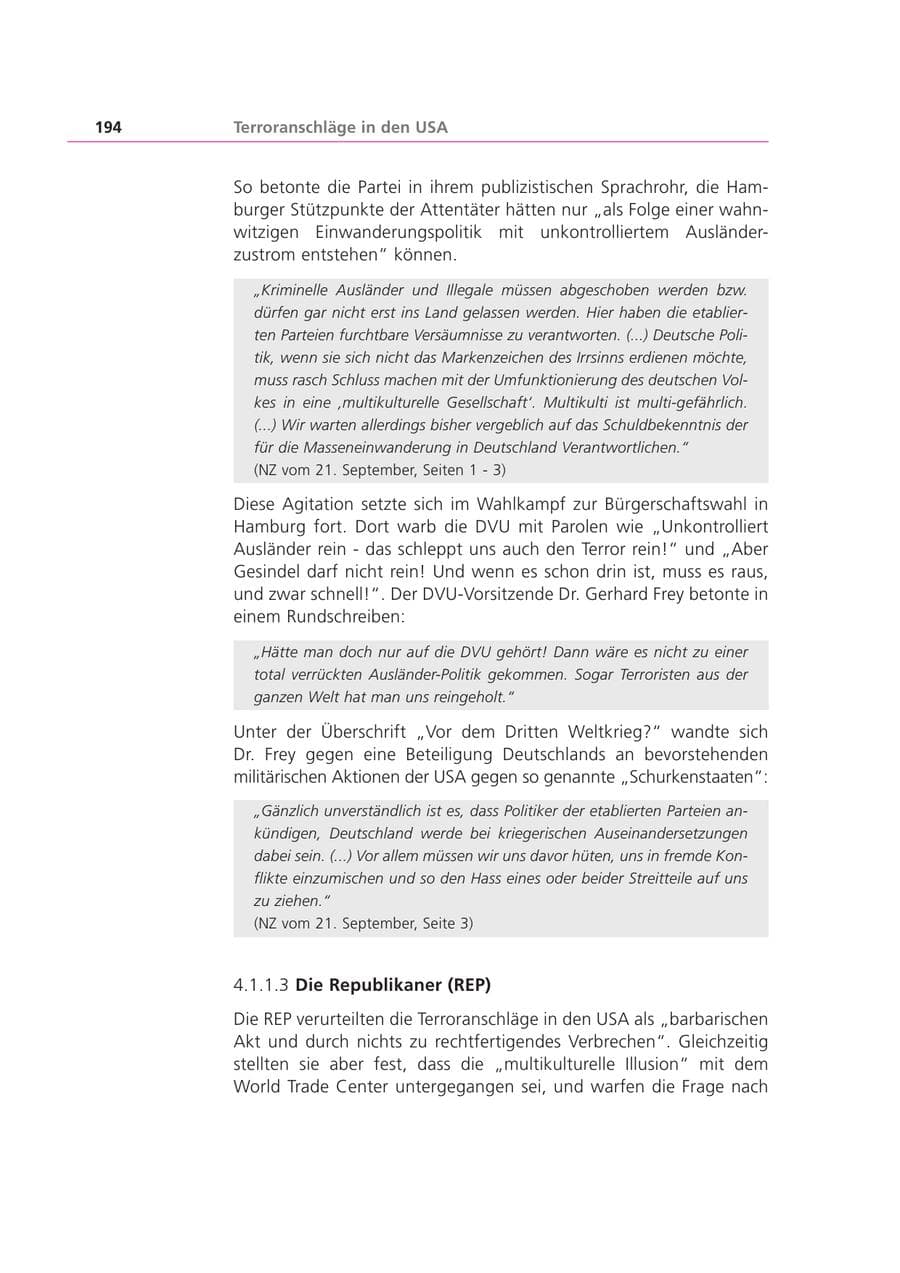 Seite 195 des Verfassungsschutzbericht 2001 Bayern