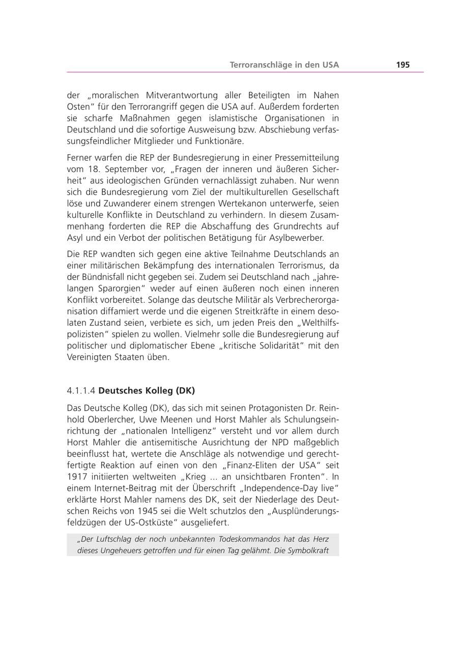 Seite 196 des Verfassungsschutzbericht 2001 Bayern