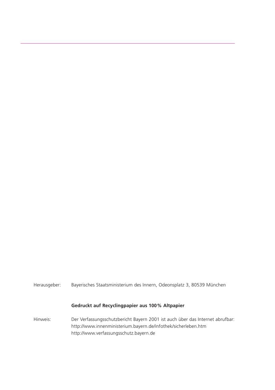 Seite 3 des Verfassungsschutzbericht 2001 Bayern