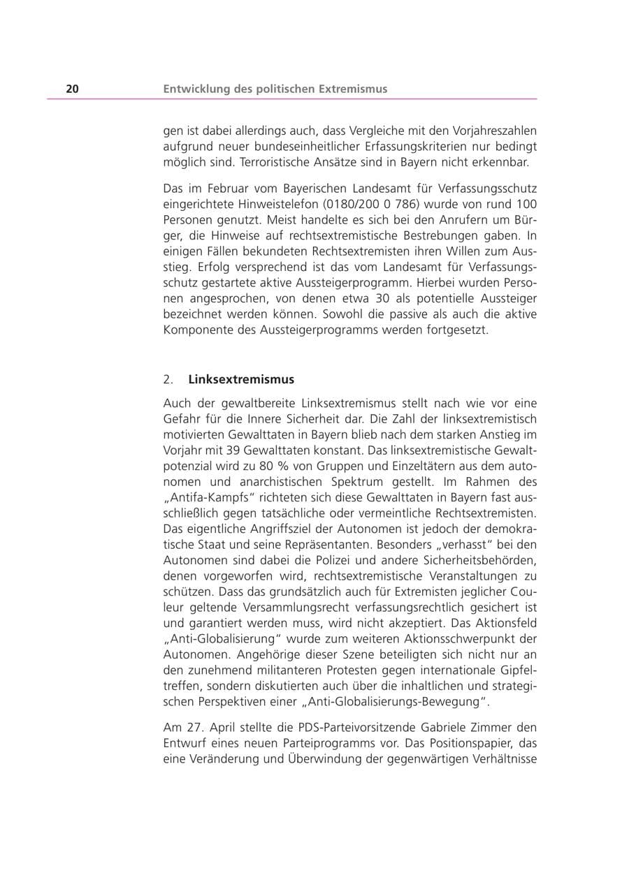 Seite 21 des Verfassungsschutzbericht 2001 Bayern