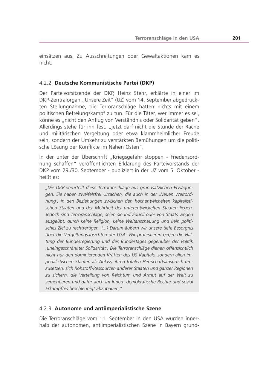 Seite 202 des Verfassungsschutzbericht 2001 Bayern