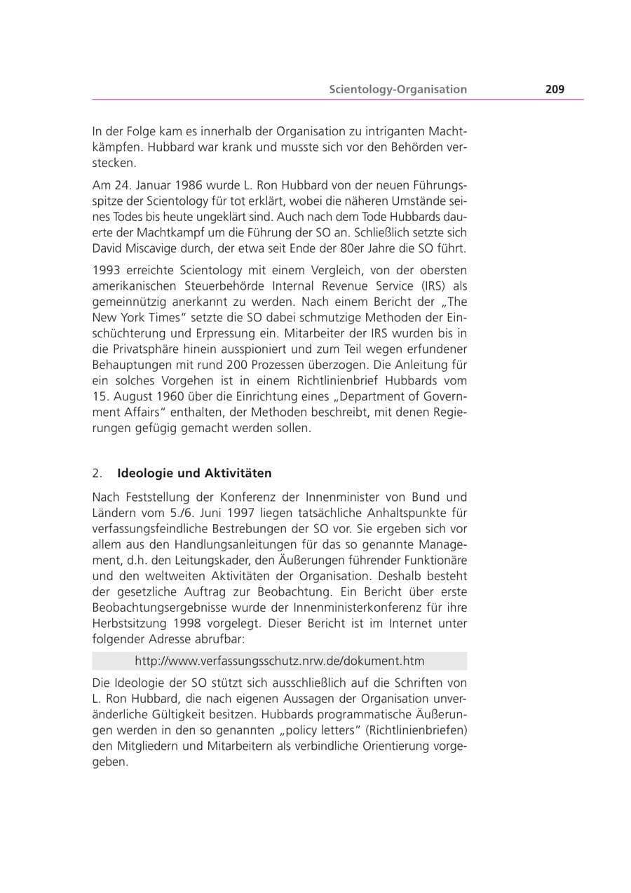 Seite 210 des Verfassungsschutzbericht 2001 Bayern