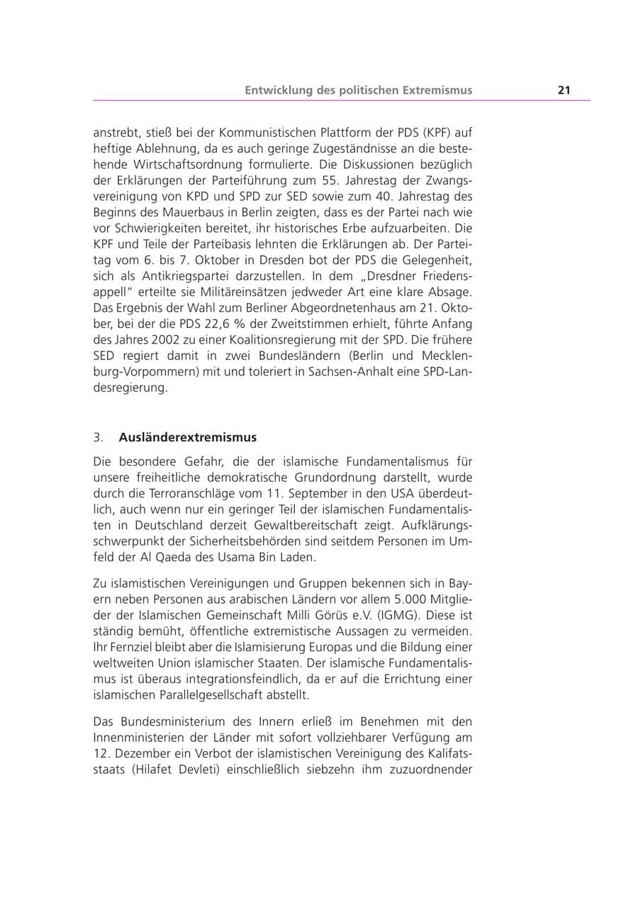 Seite 22 des Verfassungsschutzbericht 2001 Bayern
