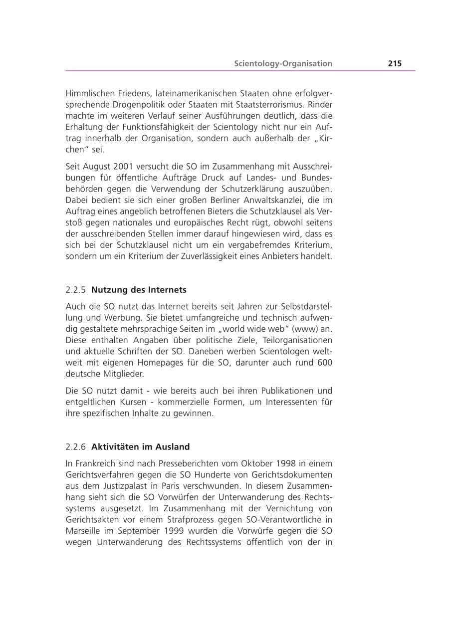 Seite 216 des Verfassungsschutzbericht 2001 Bayern