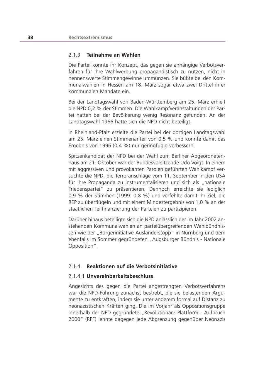 Seite 39 des Verfassungsschutzbericht 2001 Bayern