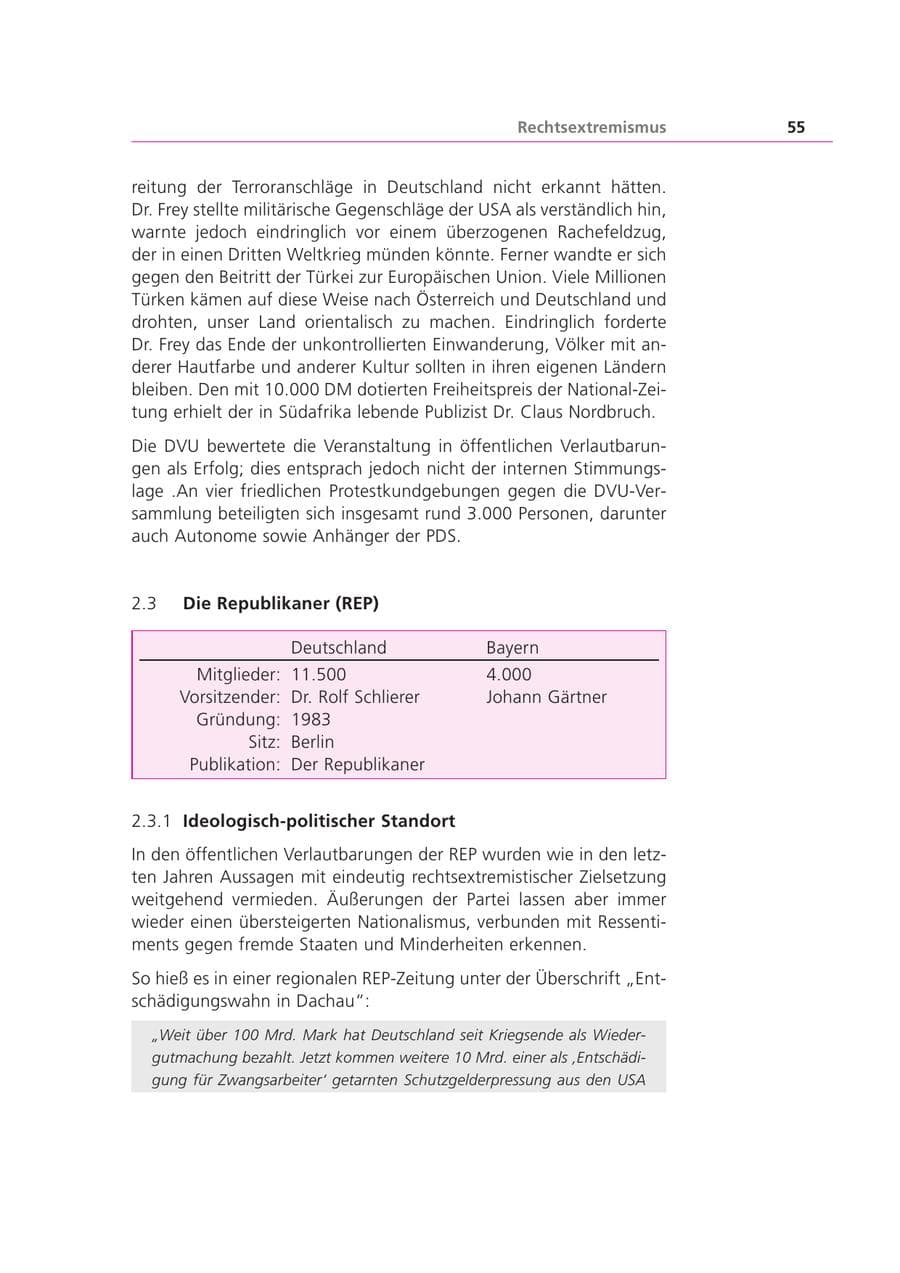 Seite 56 des Verfassungsschutzbericht 2001 Bayern